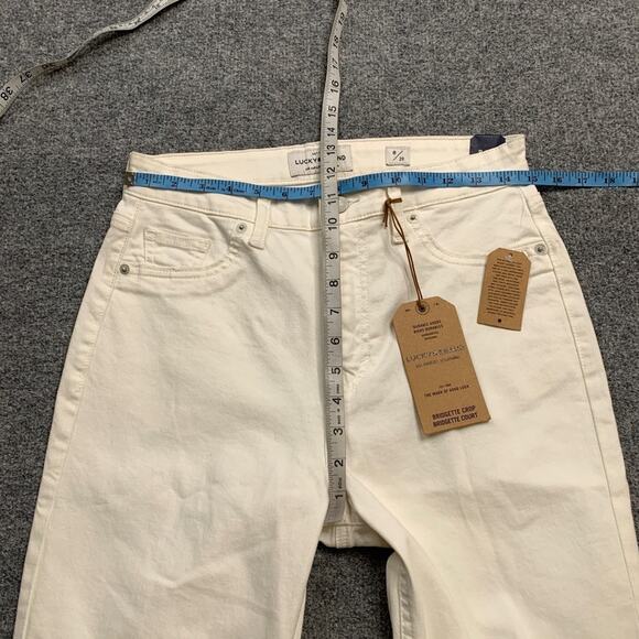 Lucky Brand Jeans Womens 8 White Denim Bridgette Crop High Rise Cut Off Hem - Picture 5 of 13